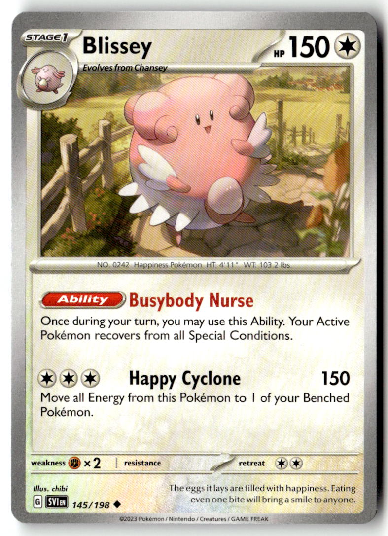 Front of Blissey 145/198 from Scarlet & Violet Base Set