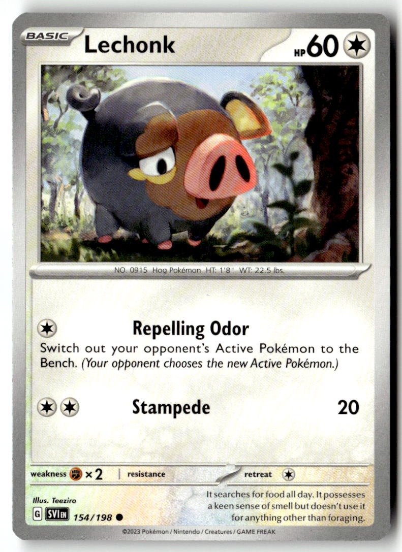 Front of Lechonk 154/198 from Scarlet & Violet Base Set