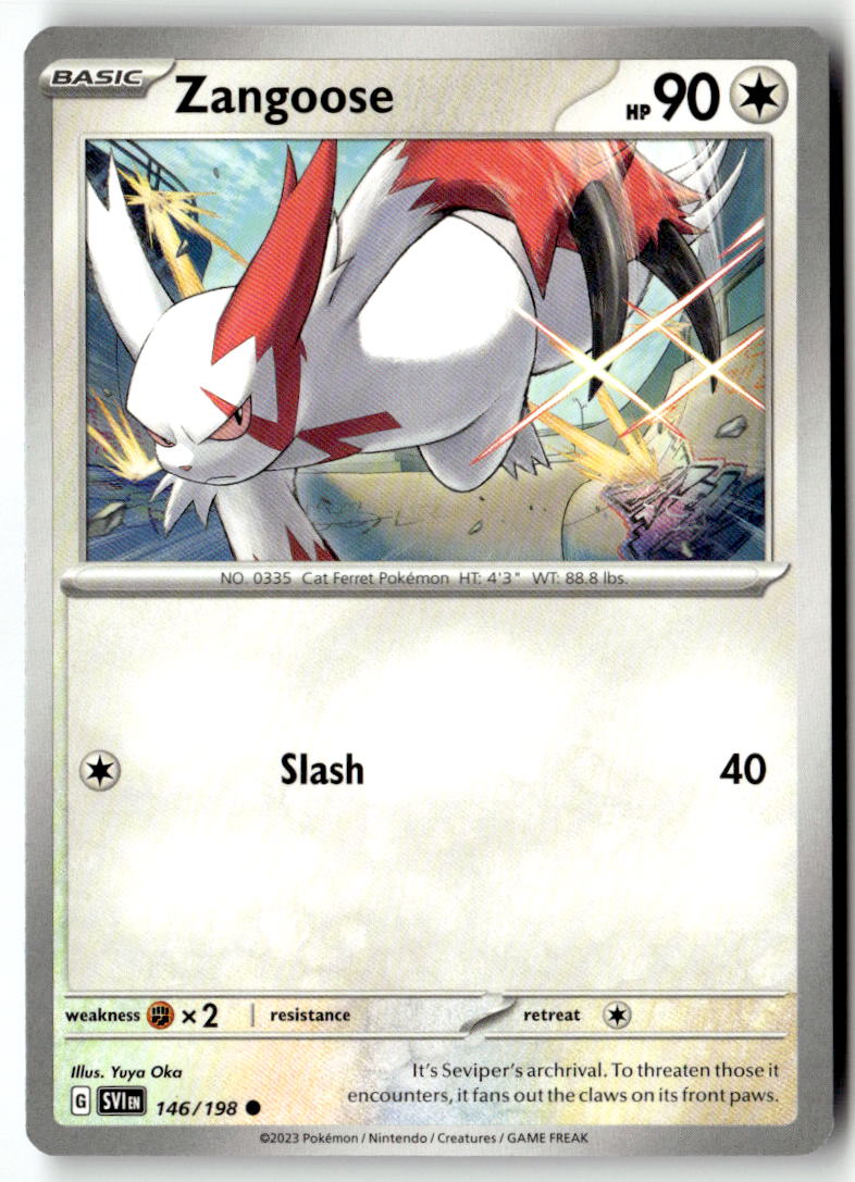 Front of Zangoose 146/198 from Scarlet & Violet Base Set