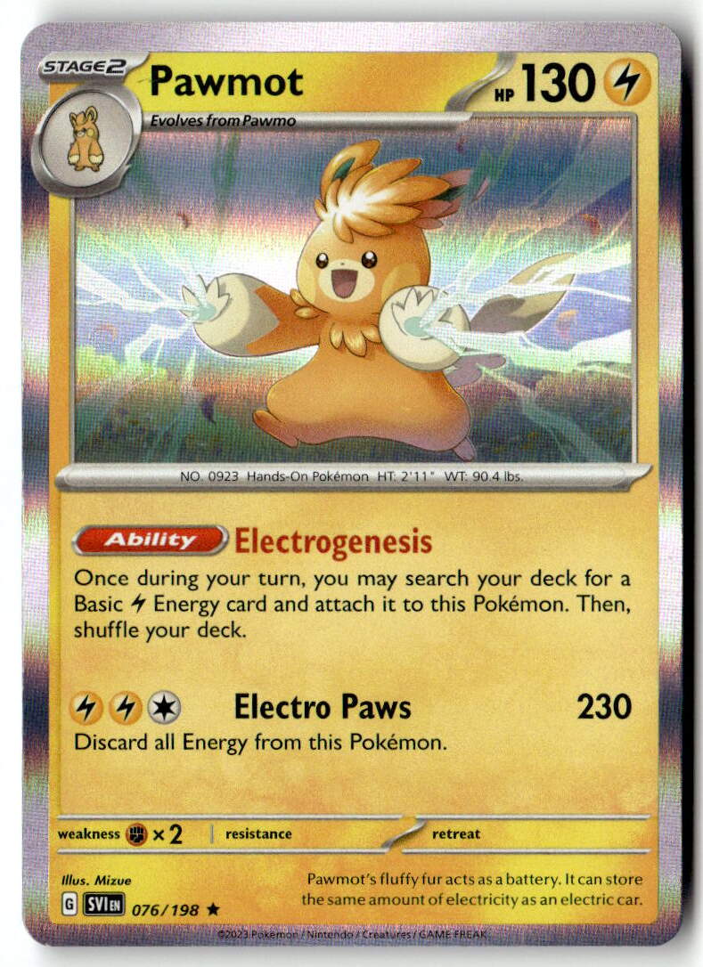 Front of Pawmot 076/198 from Scarlet & Violet Base Set