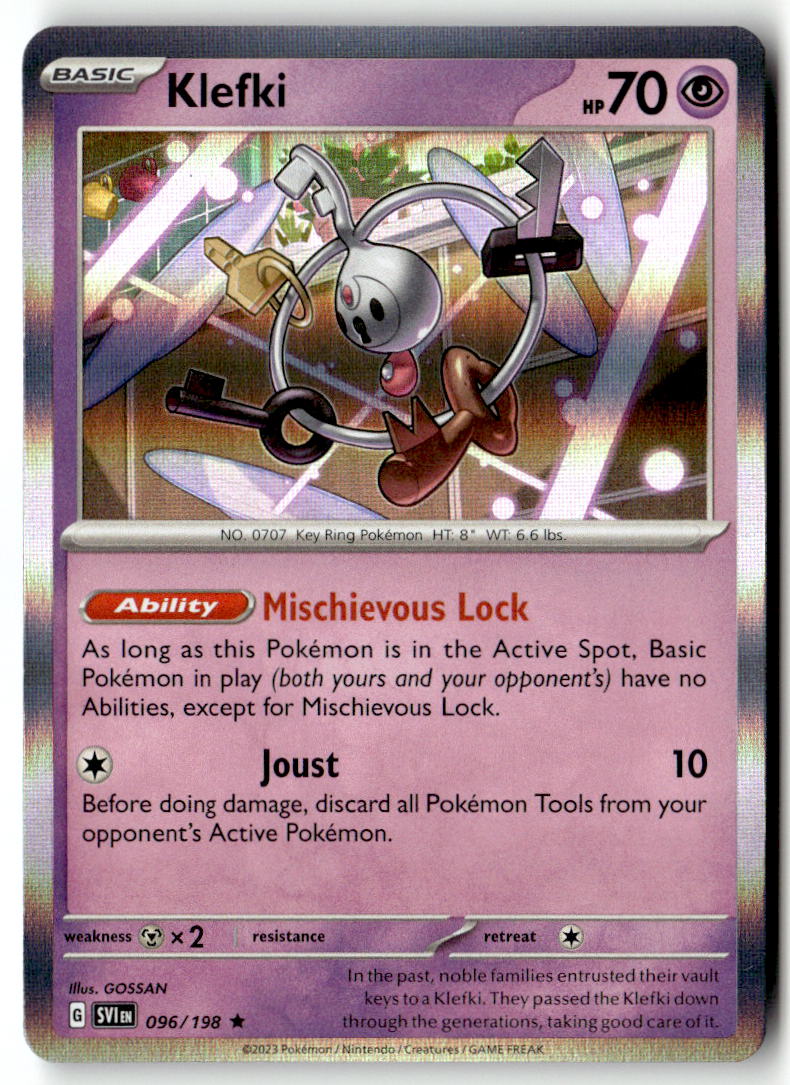 Front of Klefki 096/198 from Scarlet & Violet Base Set