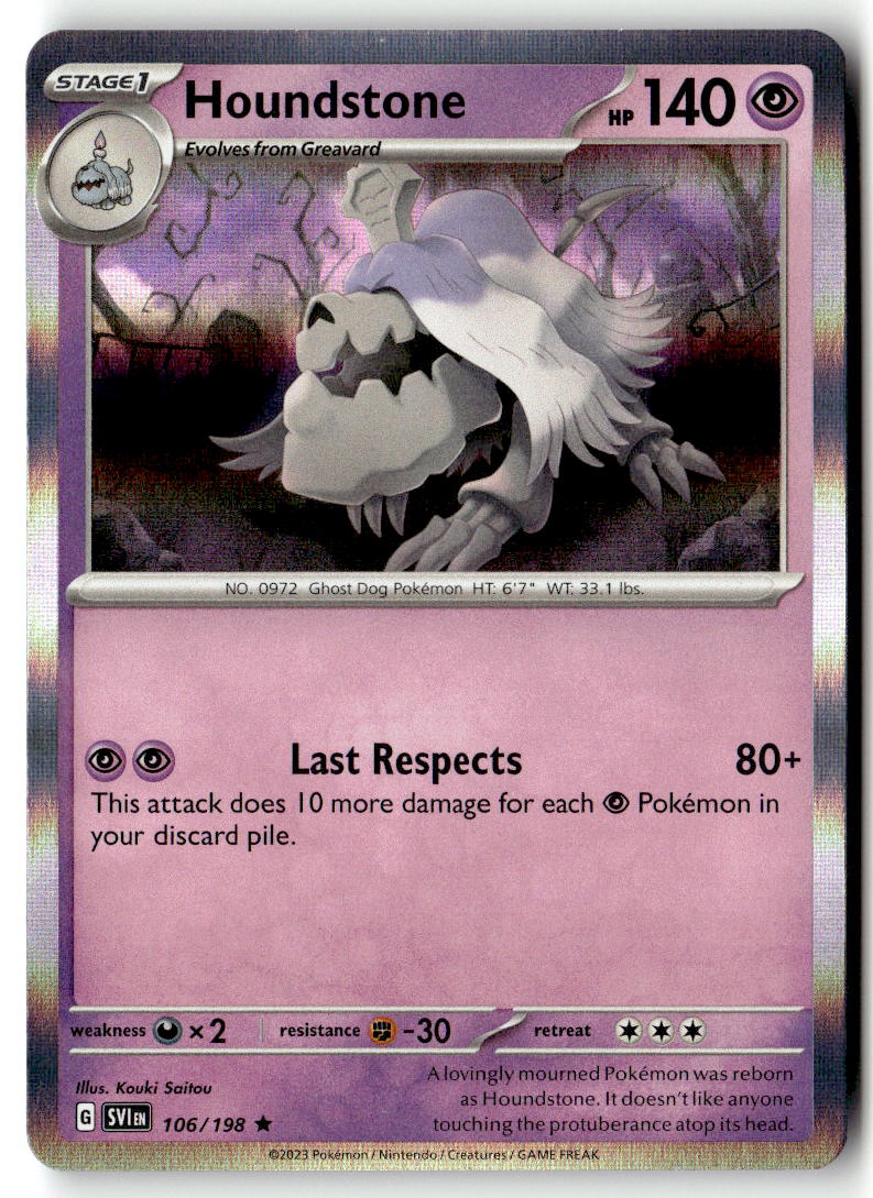 Front of Houndstone 106/198 from Scarlet & Violet Base Set