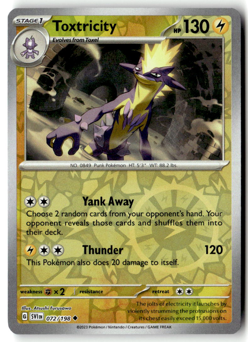Front of Toxtricity 072/198 from Scarlet & Violet Base Set