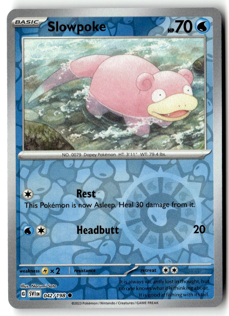 Front of Slowpoke 042/198 from Scarlet & Violet Base Set