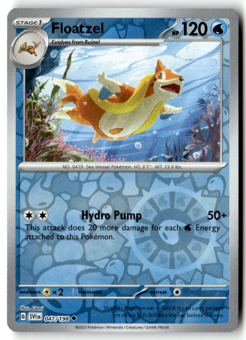 Front of Floatzel 047/198 from Scarlet & Violet Base Set