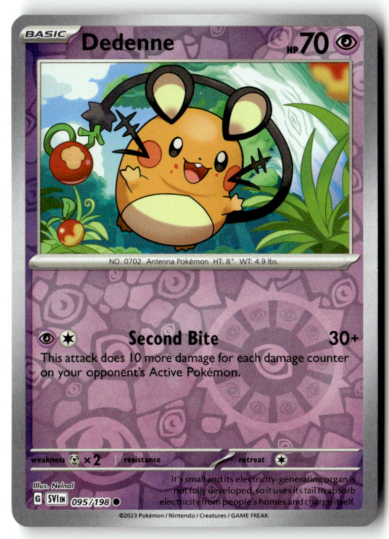 Front of Dedenne 095/198 from Scarlet & Violet Base Set