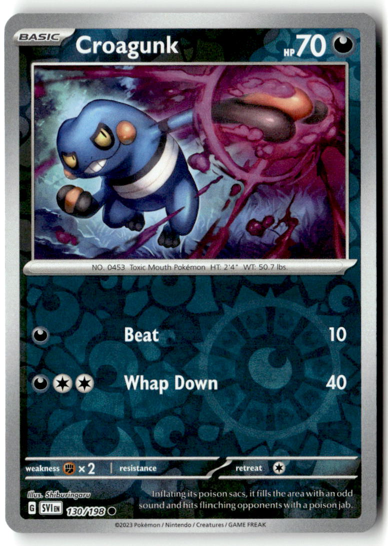Front of Croagunk 130/198 from Scarlet & Violet Base Set