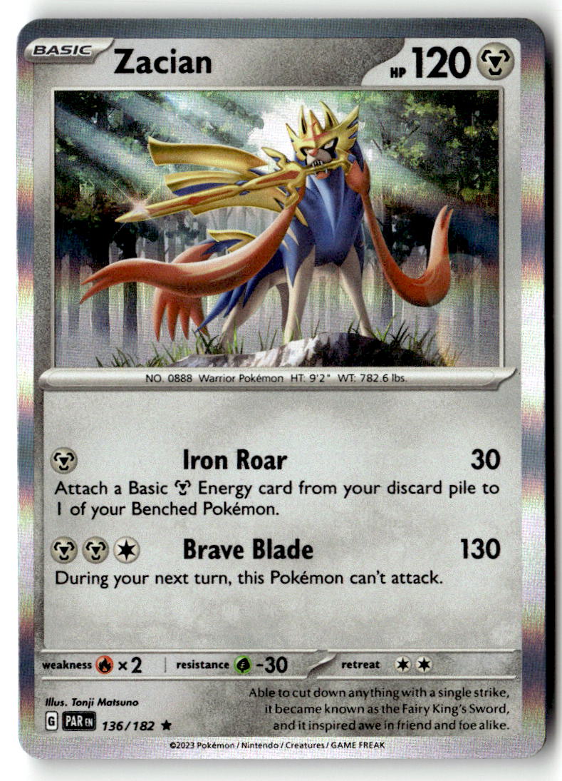 Front of Zacian 136/182 from Paradox Rift