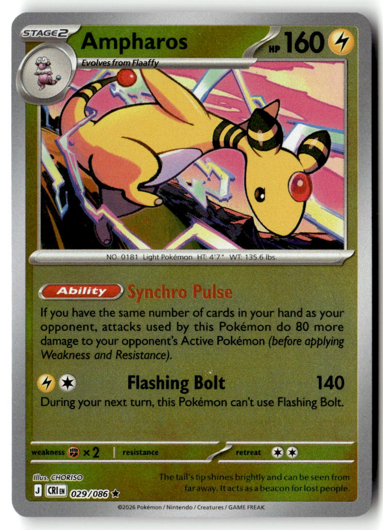 Front of Ampharos 029/086 from Chaos Rising