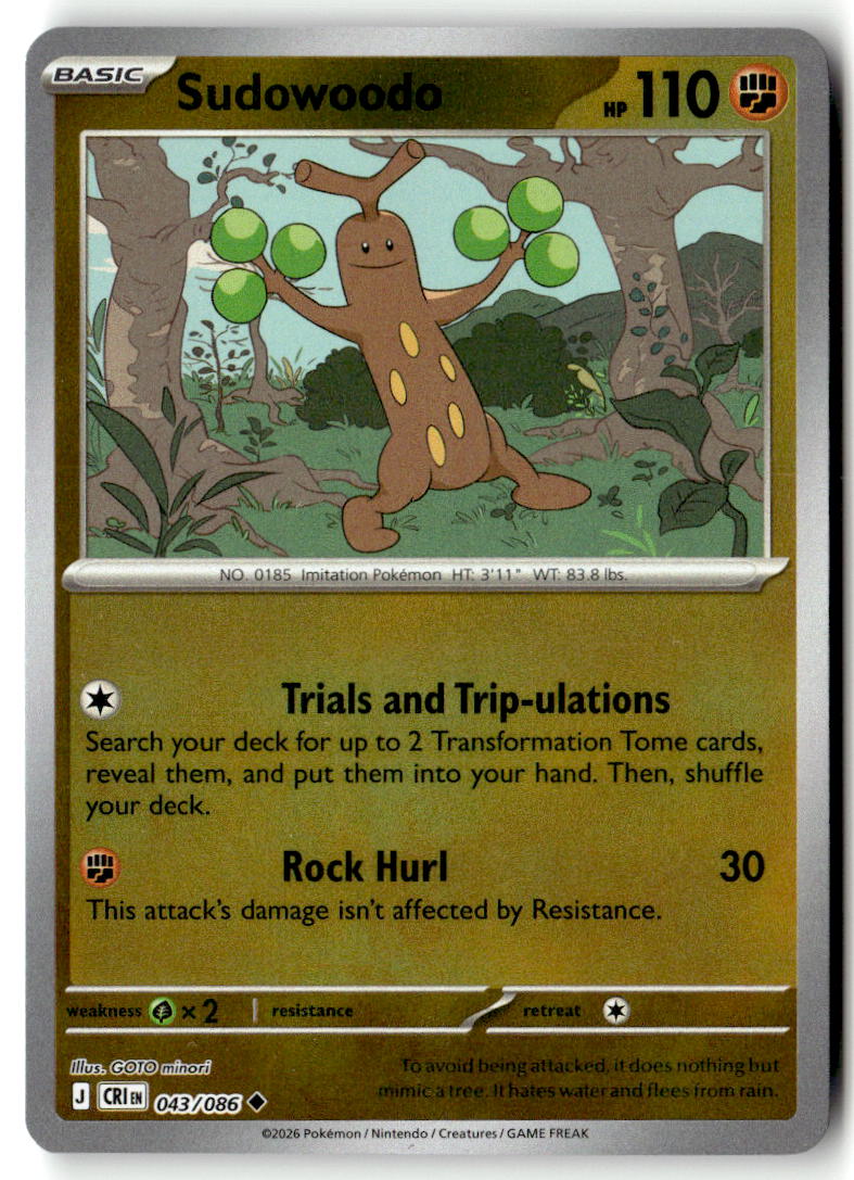 Front of Sudowoodo 043/086 from Chaos Rising