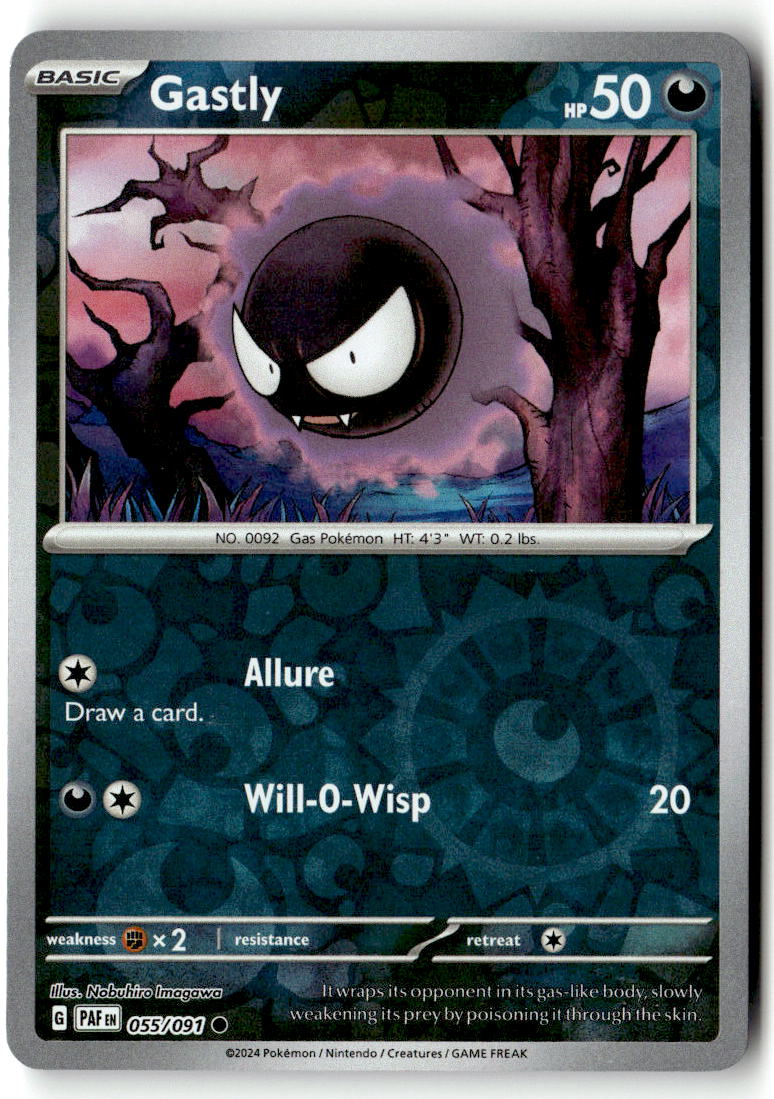 Front of Gastly 055/091 from Paldean Fates
