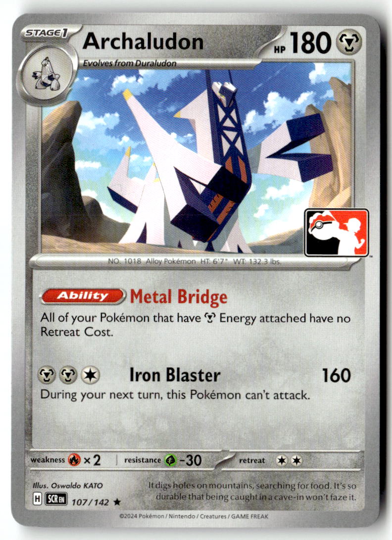 Front of Archaludon 107/142 from Prize Pack Series Cards
