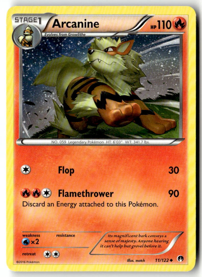 Front of Arcanine 11/122 from XY - BREAKpoint