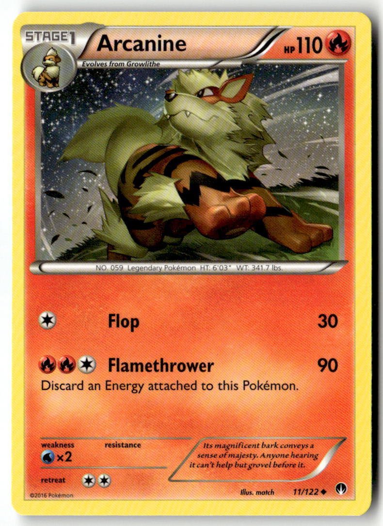 Front of Arcanine 11/122 from XY - BREAKpoint