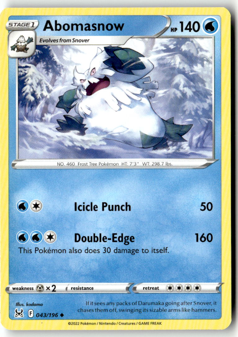 Front of Abomasnow 043/196 from Lost Origin
