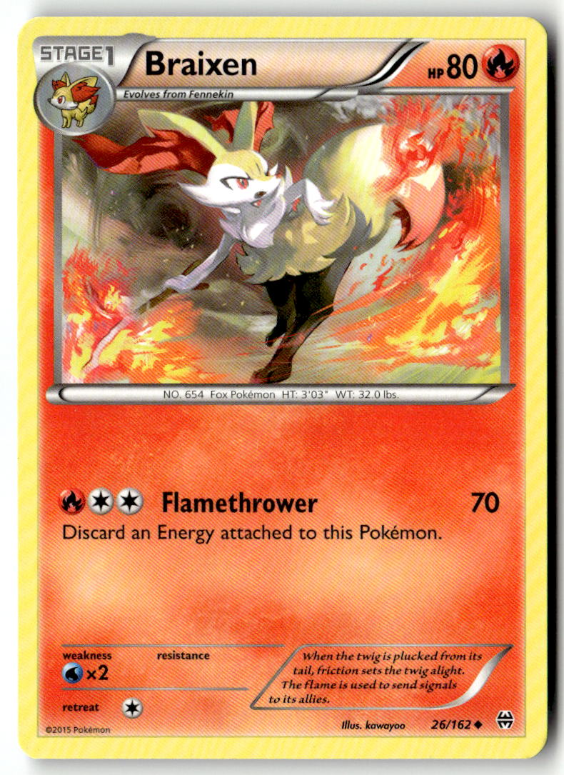 Front of Braixen 26/162 from XY - BREAKthrough
