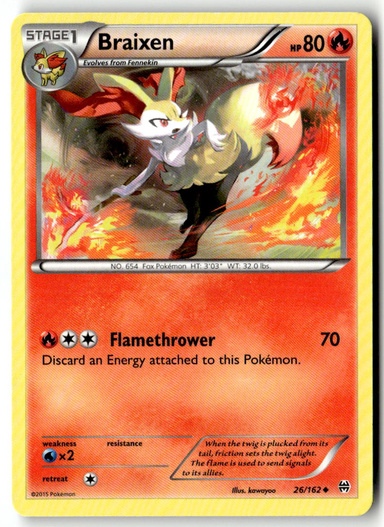 Front of Braixen 26/162 from XY - BREAKthrough