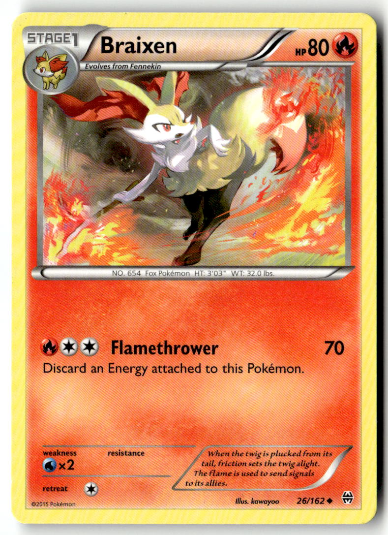 Front of Braixen 26/162 from XY - BREAKthrough