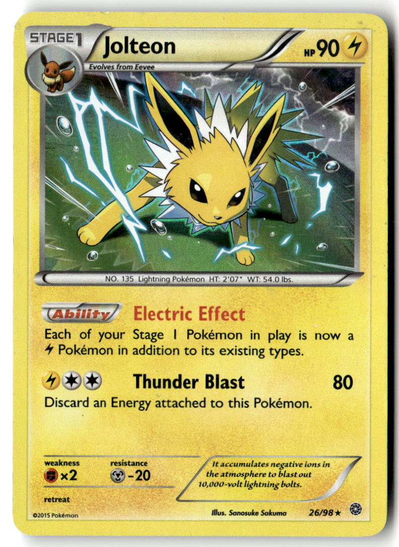 Front of Jolteon 26/98 from XY - Ancient Origins
