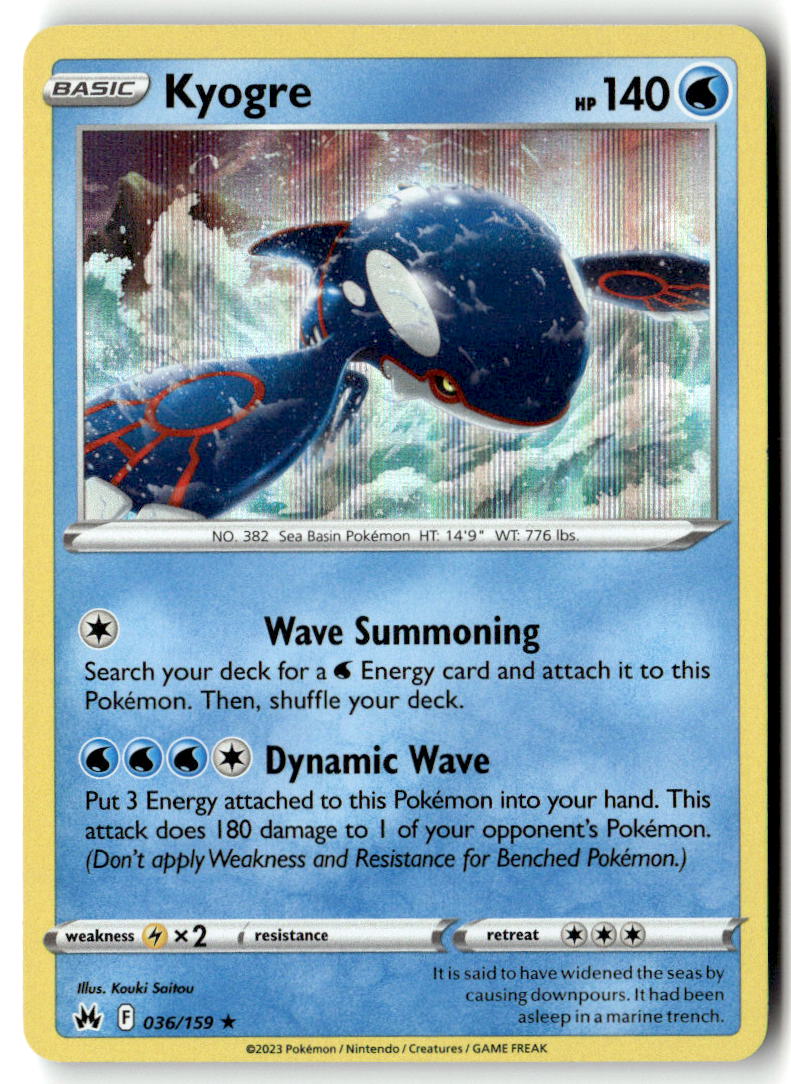 Front of Kyogre 036/159 from Crown Zenith