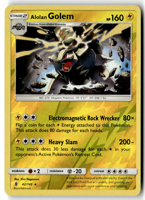 Front of Alolan Golem 42/145 from SM - Guardians Rising