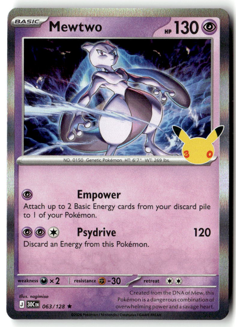 Front of Mewtwo 063/128 from 30th Celebration