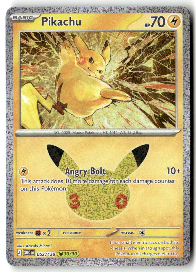 Front of Pikachu 052/128 from 30th Celebration