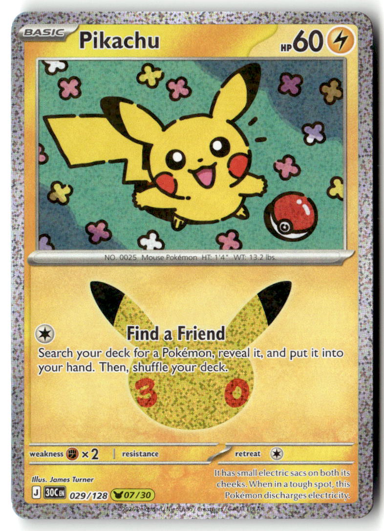 Front of Pikachu 029/128 from 30th Celebration