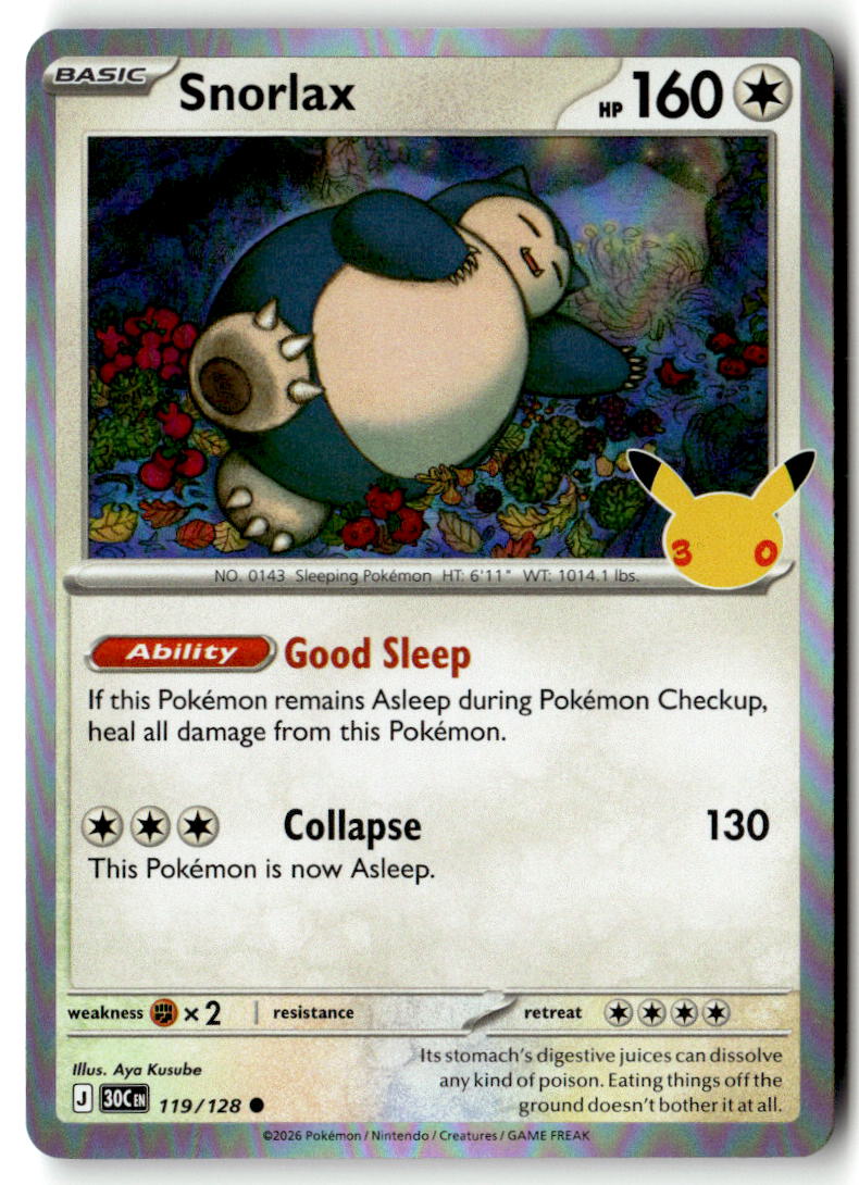 Front of Snorlax 119/128 from 30th Celebration