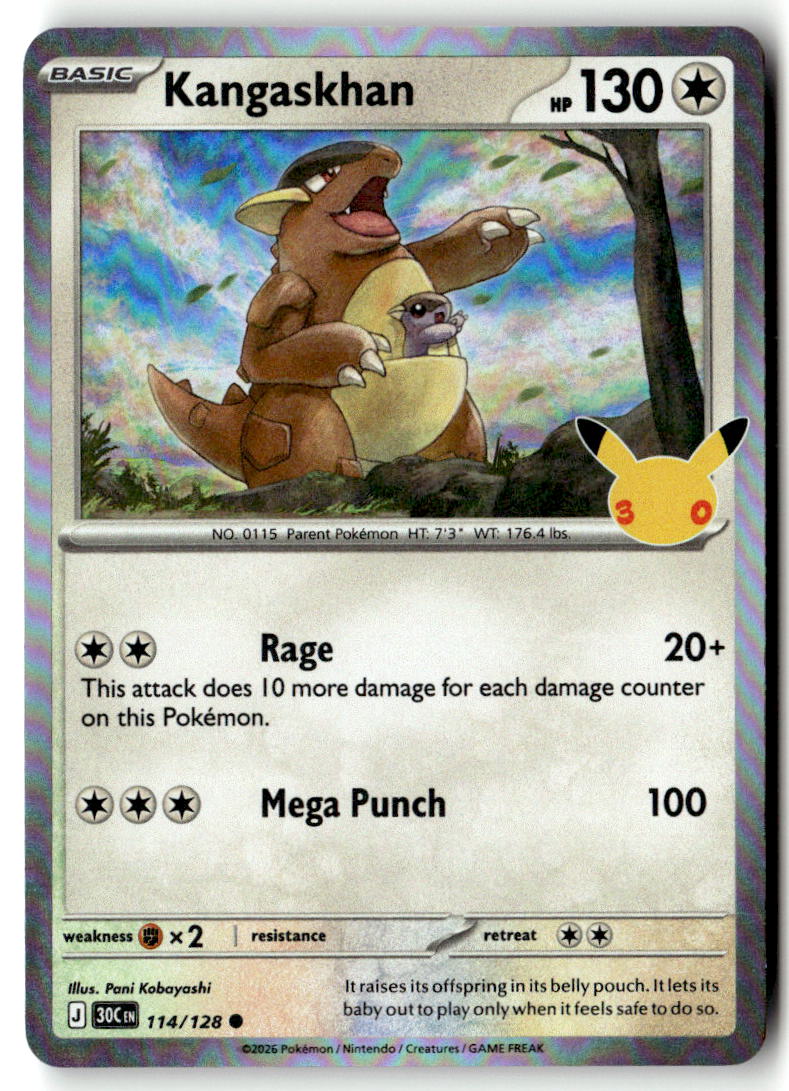 Front of Kangaskhan 114/128 from 30th Celebration