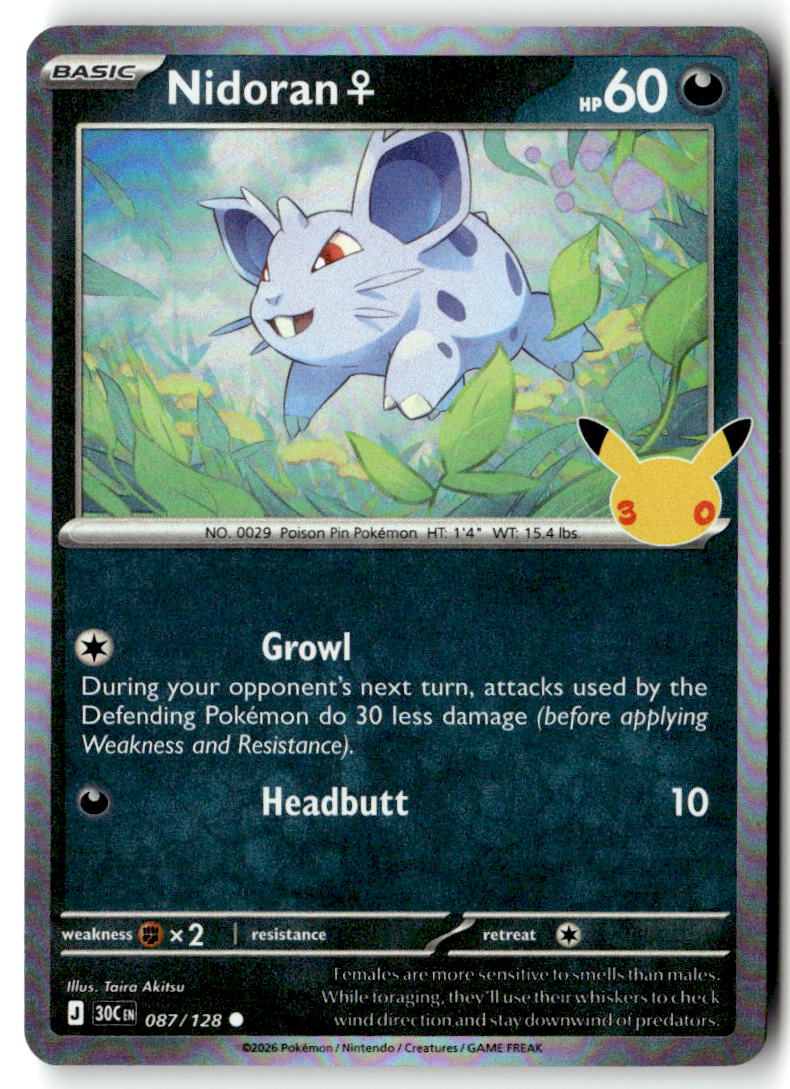 Front of Nidoran F 087/128 from 30th Celebration
