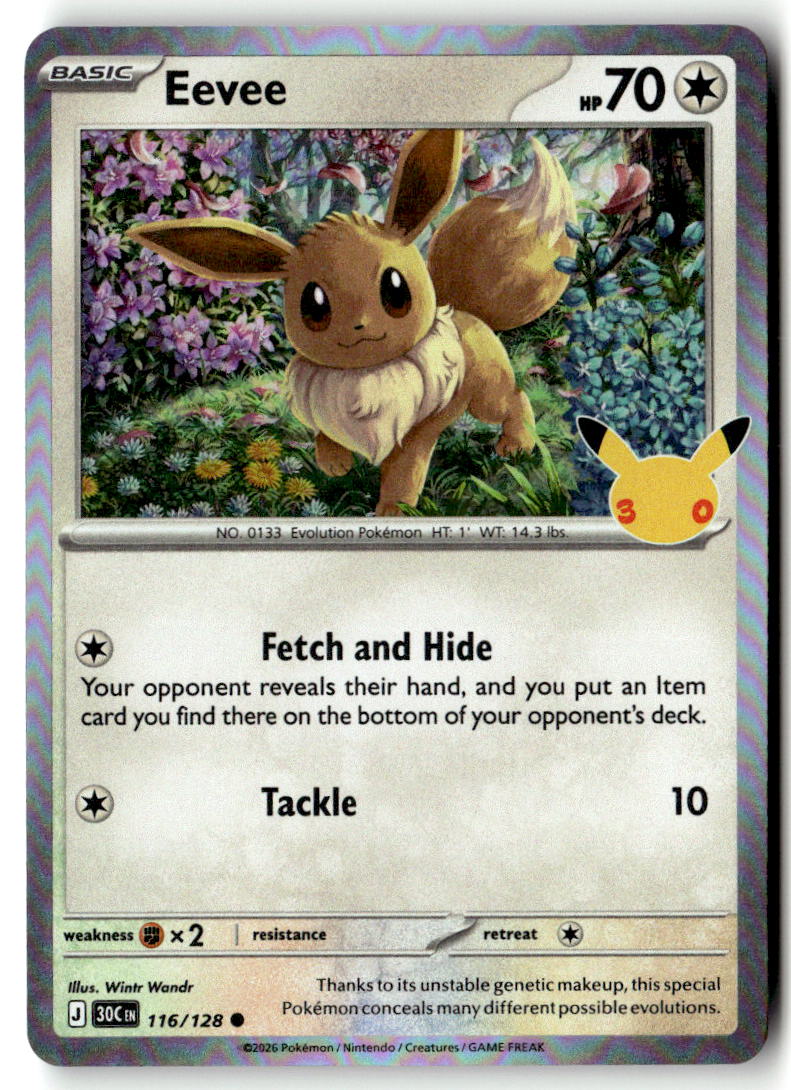 Front of Eevee 116/128 from 30th Celebration