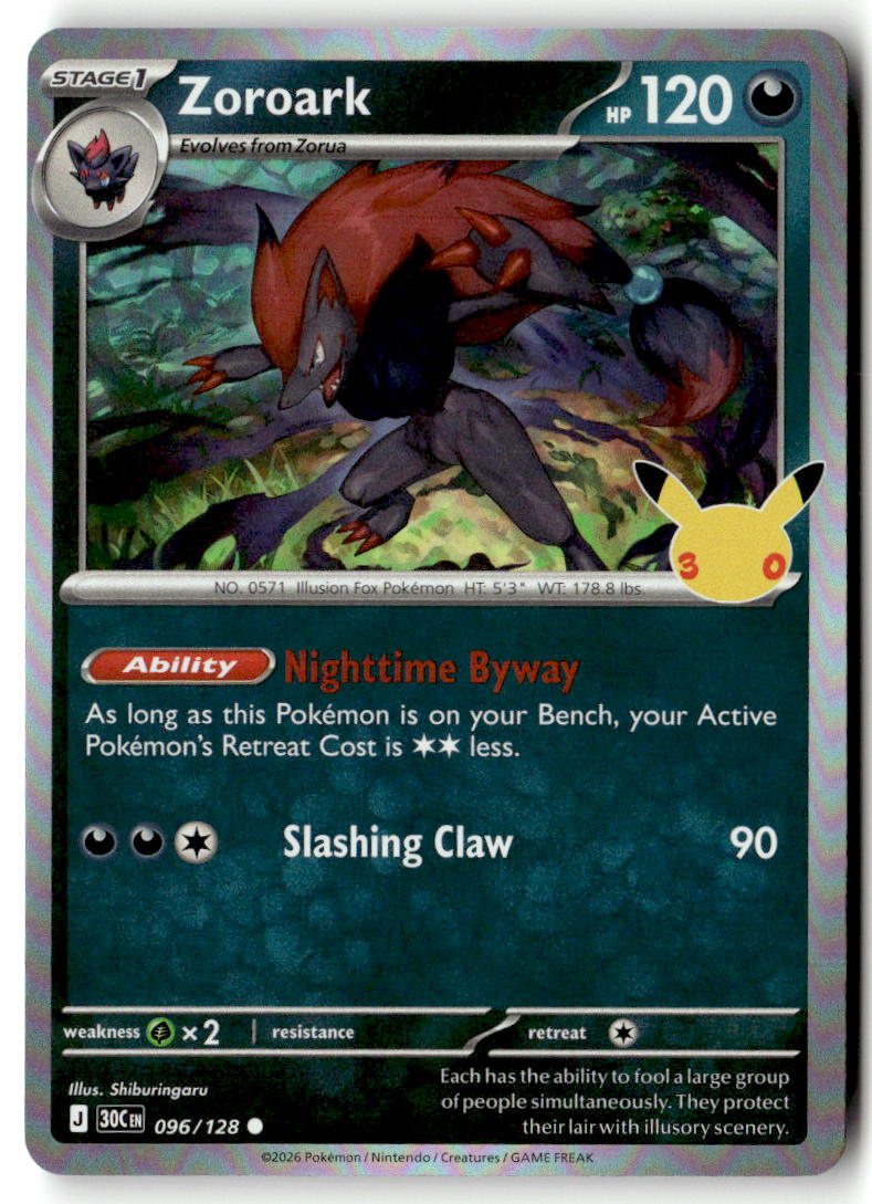 Front of Zoroark 096/128 from 30th Celebration