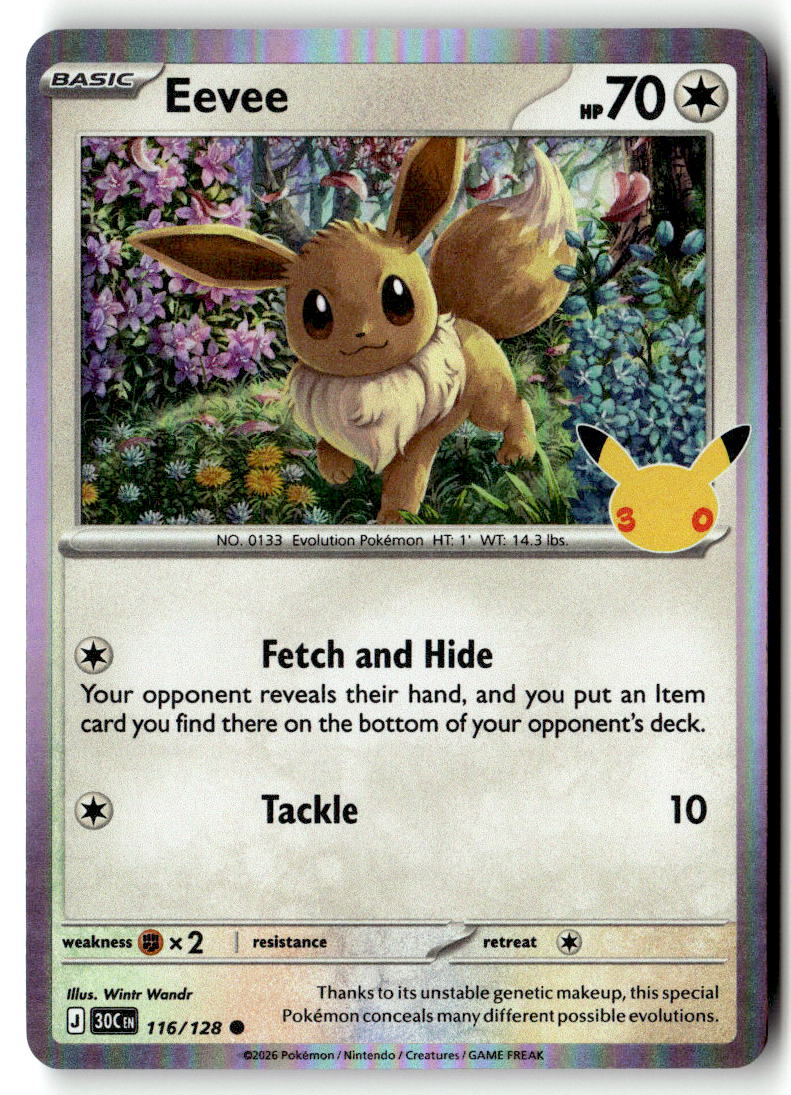 Front of Eevee 116/128 from 30th Celebration