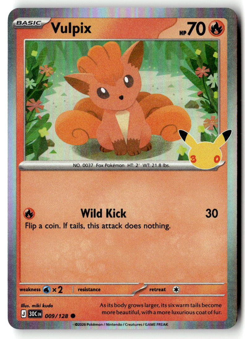 Front of Vulpix 009/128 from 30th Celebration