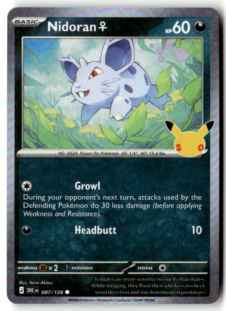 Front of Nidoran F 087/128 from 30th Celebration