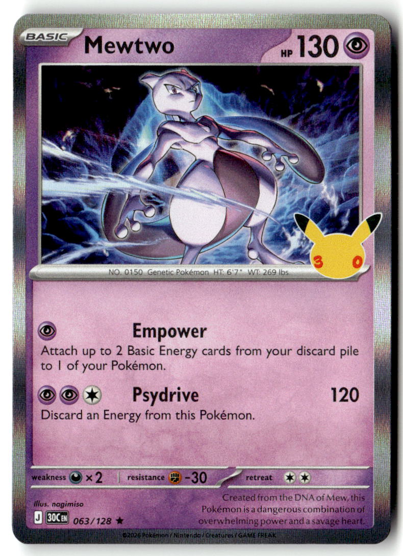 Front of Mewtwo 063/128 from 30th Celebration