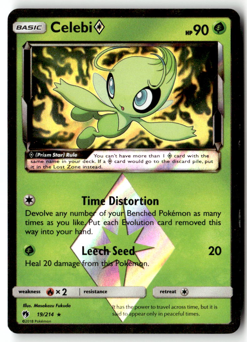 Front of Celebi Prism Star 19/214 from SM - Lost Thunder