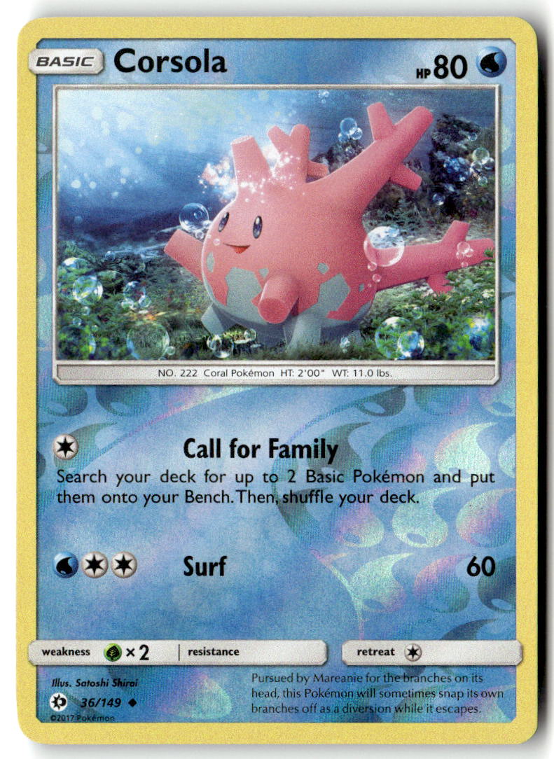 Front of Corsola 36/149 from SM Base Set