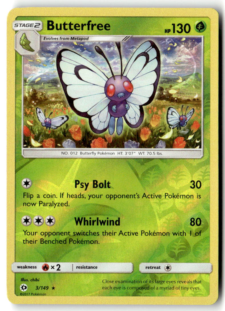 Front of Butterfree 3/149 from SM Base Set