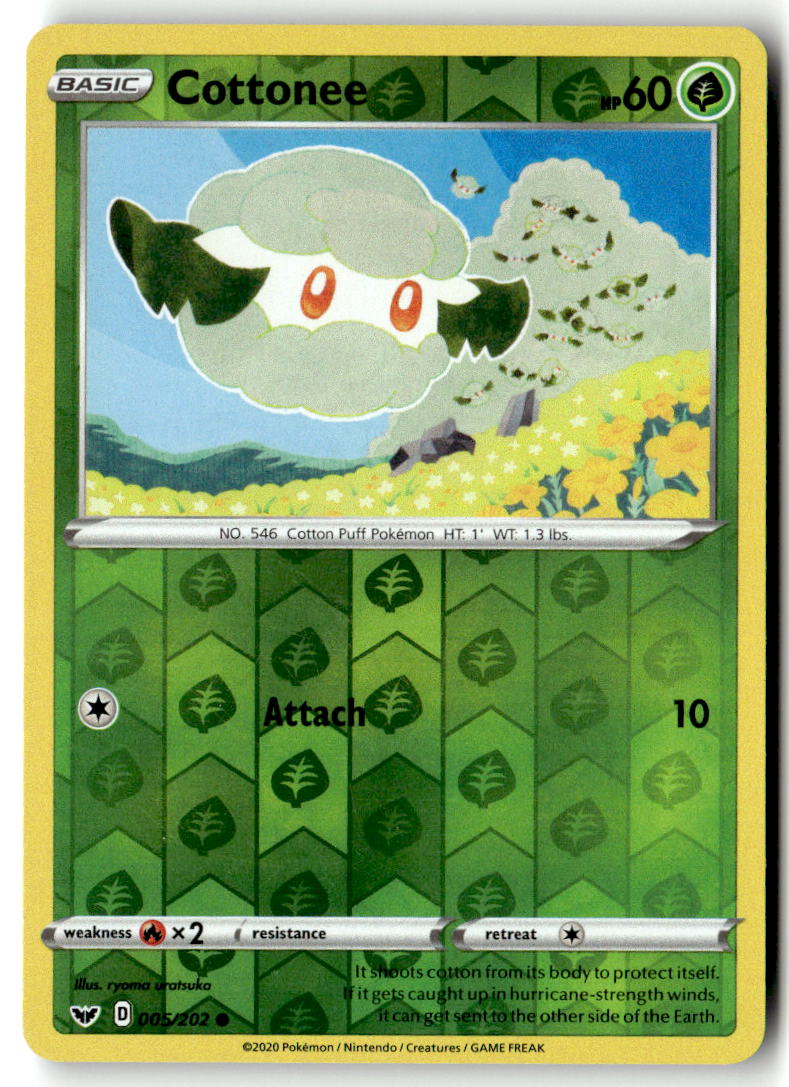 Front of Cottonee 005/202 from Sword & Shield Base Set