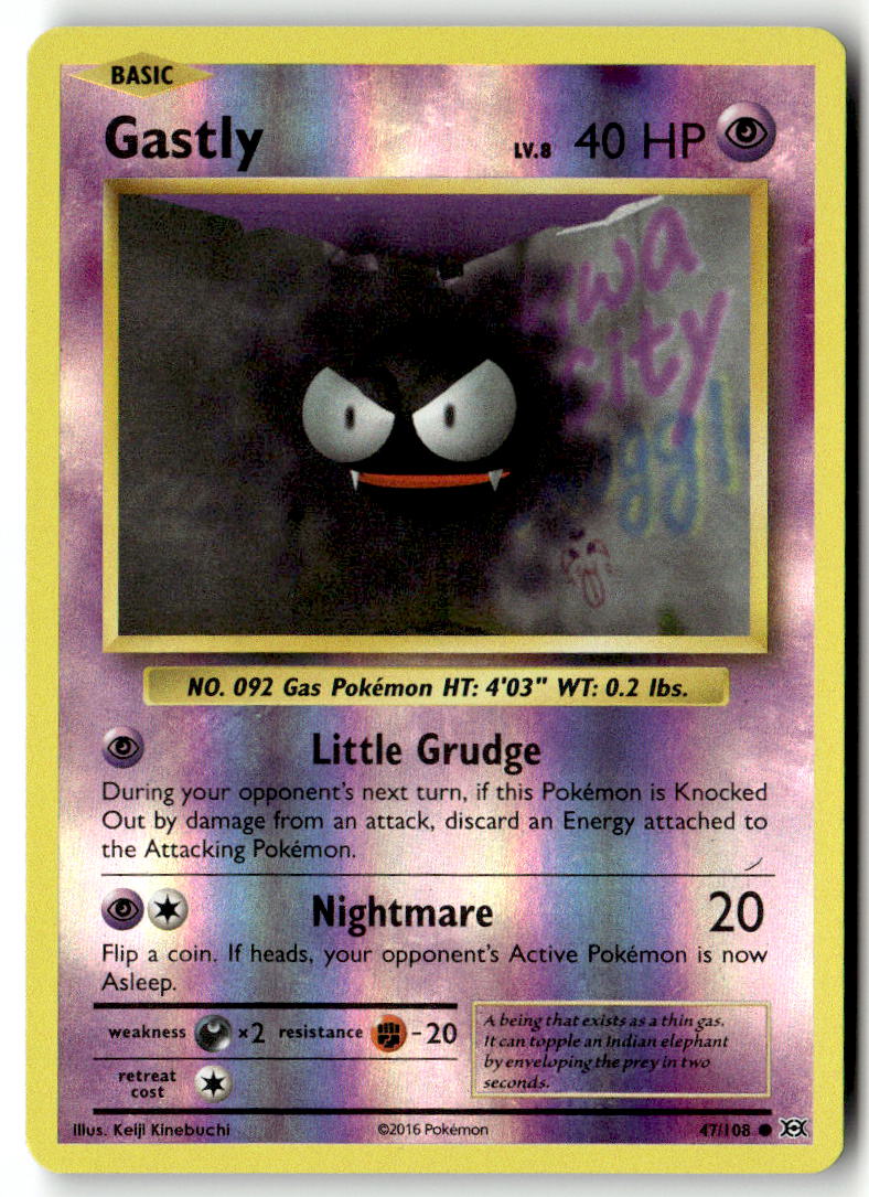 Front of Gastly 47/108 from XY - Evolutions