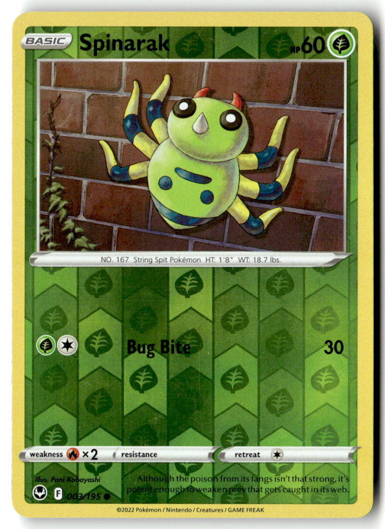 Front of Spinarak 003/195 from Silver Tempest