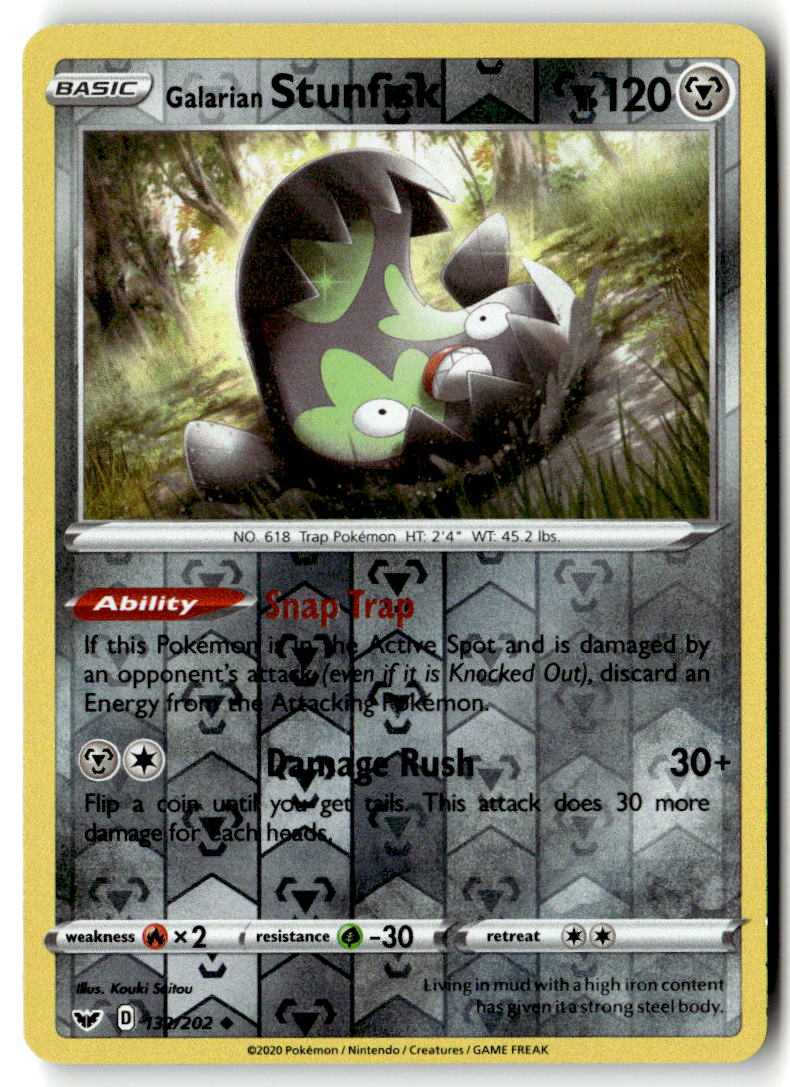 Front of Galarian Stunfisk 132/202 from Sword & Shield Base Set