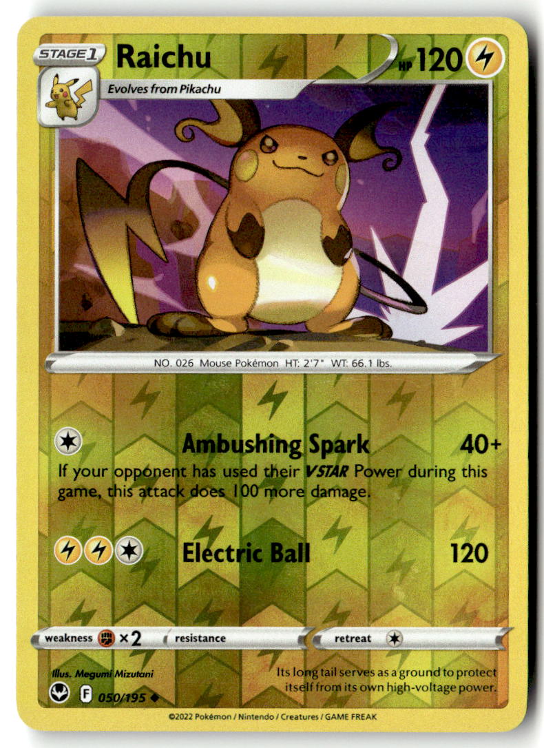 Front of Raichu 050/195 from Silver Tempest