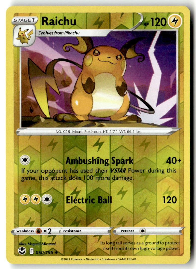Front of Raichu 050/195 from Silver Tempest