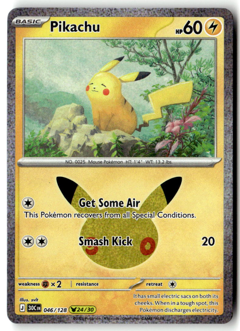 Front of Pikachu 046/128 from 30th Celebration