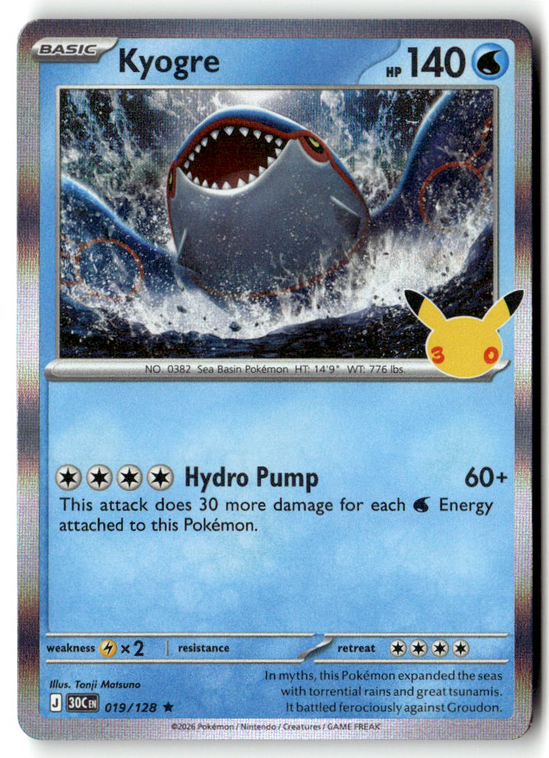 Front of Kyogre 019/128 from 30th Celebration