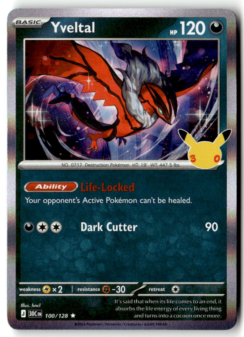 Front of Yveltal 100/128 from 30th Celebration
