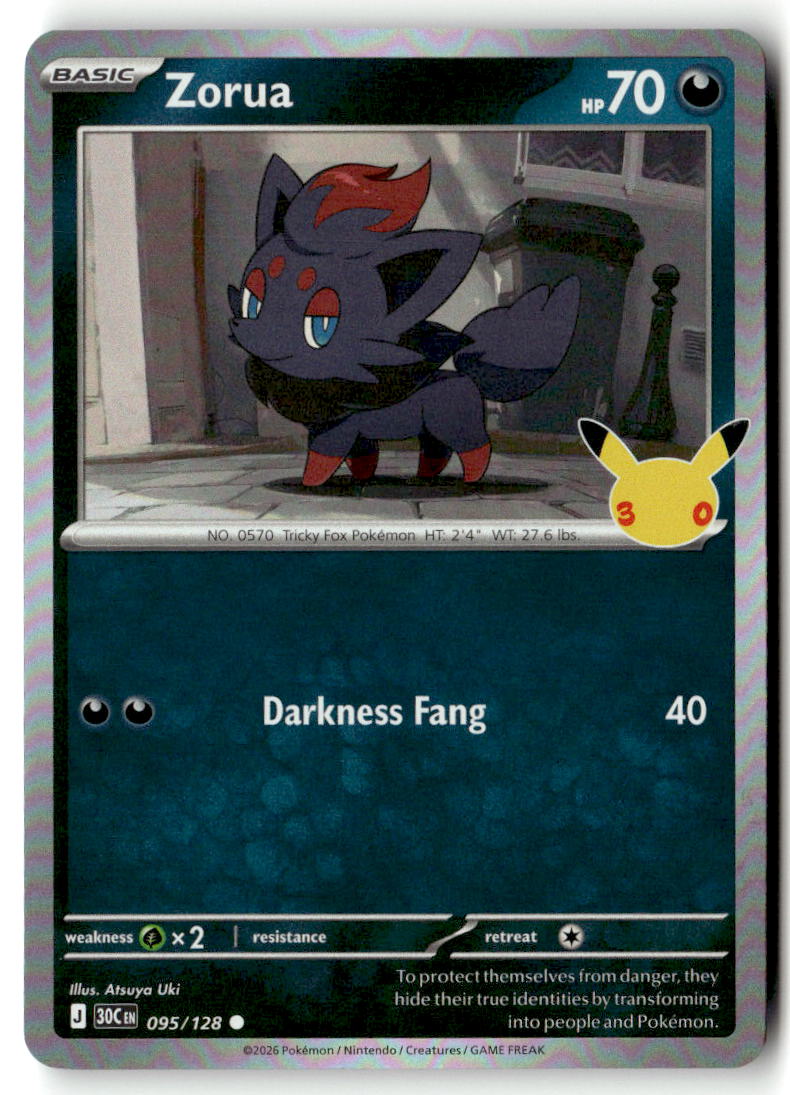 Front of Zorua 095/128 from 30th Celebration